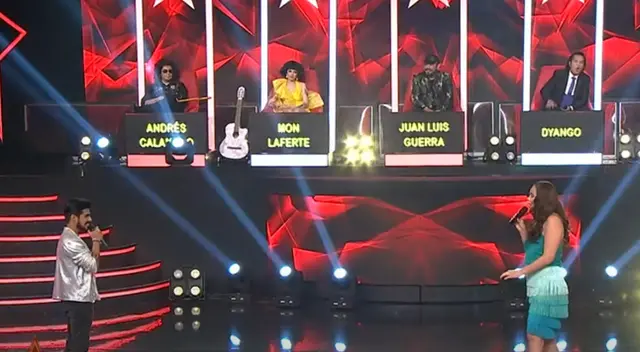 Karen Schwarz fue sorprendida con la presencia de Coco Merino, imitador de Ezio Oliva, quien cantó el tema “Calendario”, y la dejó boquiabierta por su parecido.