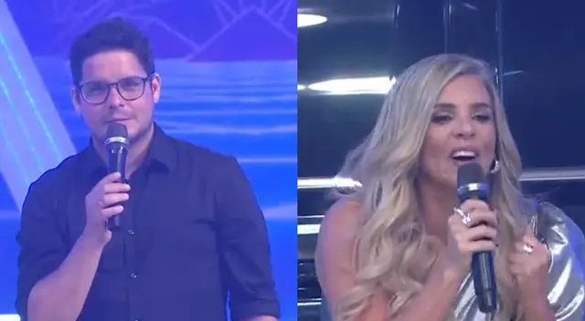 Gian Piero Díaz a Johanna San Miguel en Esto es guerra. Gian Piero Díaz a Johanna San Miguel en Esto es guerra.