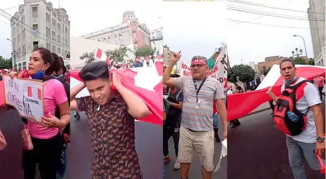 personas marchan en contra de la cuarentena sin mascarilla