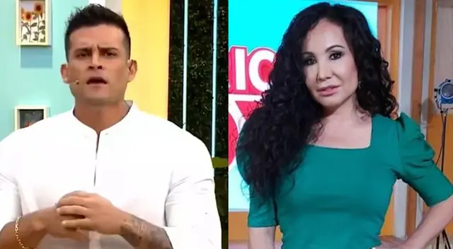 Janet Barboza le juega pesaba broma a Christian Domínguez. Janet Barboza le juega pesaba broma a Christian Domínguez.