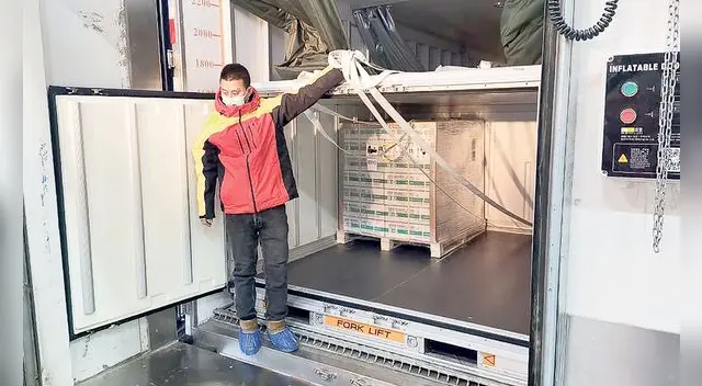 El dato: las 300 mil vacunas partieron el último viernes desde Beijing. Personal capacitado las colocó en contenedores especiales que mantienen la temperatura ideal. El dato: las 300 mil vacunas partieron el último viernes desde Beijing. Personal capacitado las colocó en contenedores especiales que mantienen la temperatura ideal.