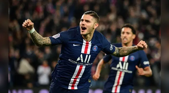 Icardi celebra su gol marcado  al Olympique de Marsella.