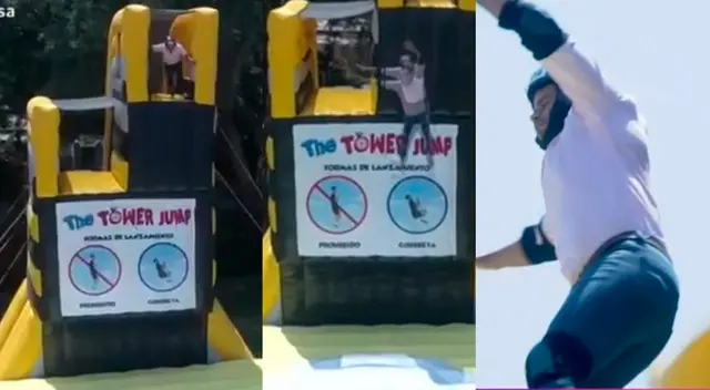 El conductor Joselito Carrera demostró su valentía al saltar de 10 metros de altura, sorprendiendo a todos. El conductor Joselito Carrera demostró su valentía al saltar de 10 metros de altura, sorprendiendo a todos.