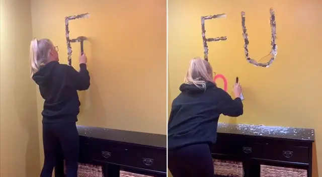 La joven utilizó un aerosol para firmar su mensaje.