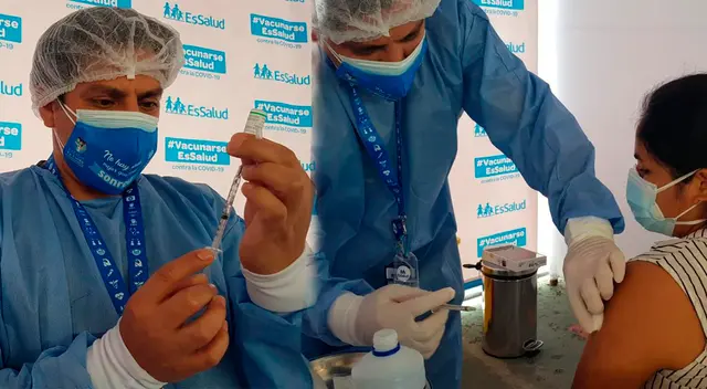 Vacunación al personal de salud en San Borja.