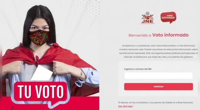 Plataforma "Voto Informado" permite conocer la hoja de vida de los candidatos a las próximas elecciones de abril 2021.