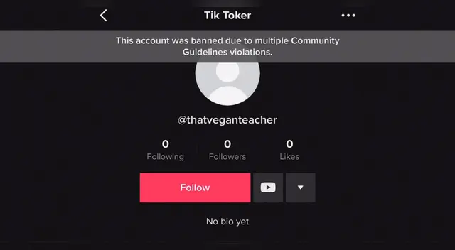 Cuenta de influencer baneada Cuenta de influencer baneada