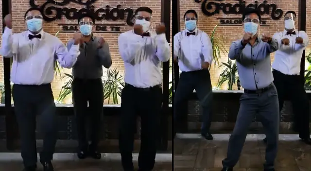 Peculiar baile de los trabajadores se viralizó en las redes sociales.