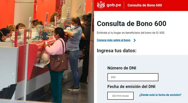 Modalidades de pago del bono 600