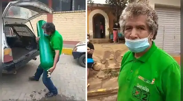 Andrés Serafín Luján, candidato al Congreso por Juntos por el Perú, entregó balones a pacientes con COVID-19 en Huánuco.