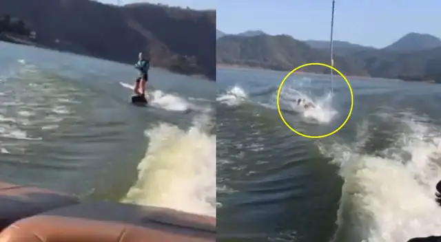 Angelina Boyer sufre aparatosa caída en el mar.