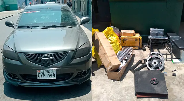 Se encontró las mancuernas y otros objetos robados. Se encontró las mancuernas y otros objetos robados.