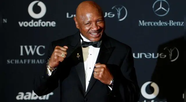 Marvin Hagler en el Salon de la Fama de  Boxeo.