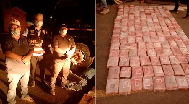 Policía interviene camión que ocultaba 154 paquetes de marihuana