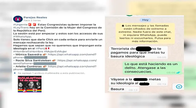 Congresistas que apoyan Ley de Identidad de Género sufren acoso político