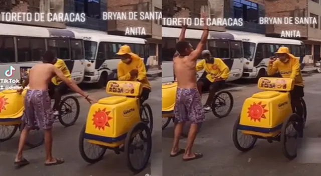 Peculiar video de la carrera de heladeros se viralizó en las redes sociales.