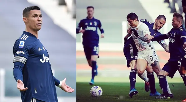 Cristiano Ronaldo no pudo en Turín ante el Benevento de Gianluca Lapadula.