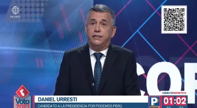 Debate presidencial 2021, candidato Daniel Urreti