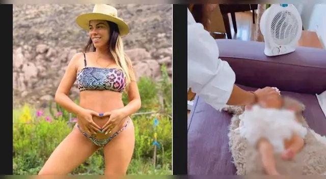 Aída Martínez muestra primera sesión de fotos de su bebé.