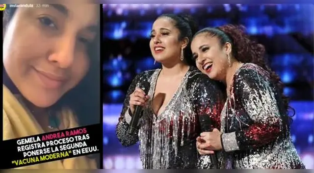 Gemela Andrea Ramos tras recibir segunda vacuna de Moderna.