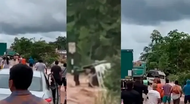 Desborde de Ríos Tonchima cubrió kilómetros de la carretera Fernando Belaunde Terry.