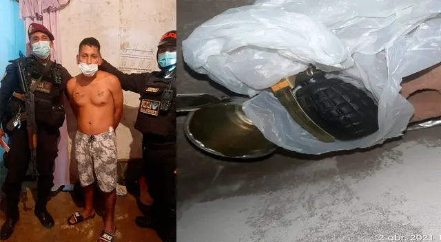 El detenido y la granada hallada por la PNP El detenido y la granada hallada por la PNP