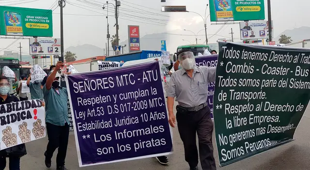 Transportistas protestan en carril de la Carretera Central.