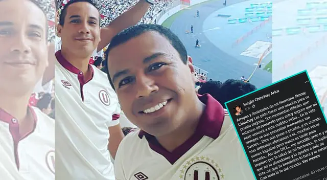 Hermano de Jimmy Chinchay  dedica palabras sobre el estado del periodista.