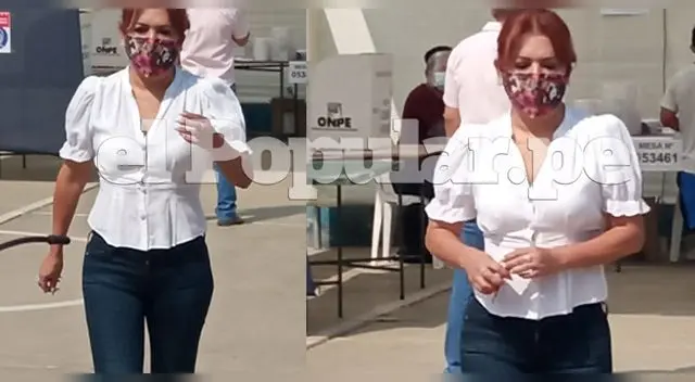 Magaly Medina acudió a votar a San Juan de Lurigancho.