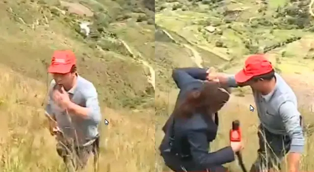 periodista casi se cae por zona empinada durante entrevista periodista casi se cae por zona empinada durante entrevista