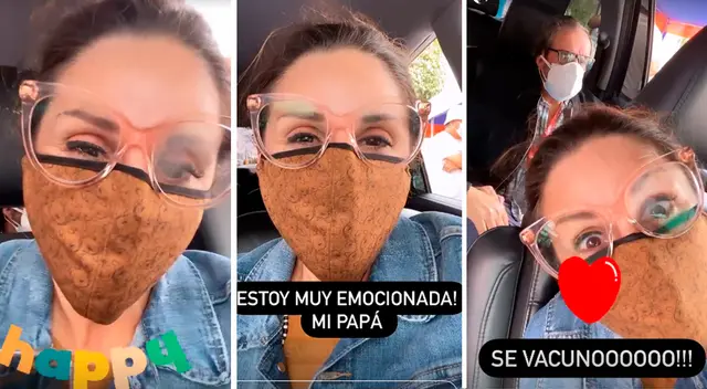 Rebeca Escribens emocionada por su papá, quien se vacunó contra el COVID-19.