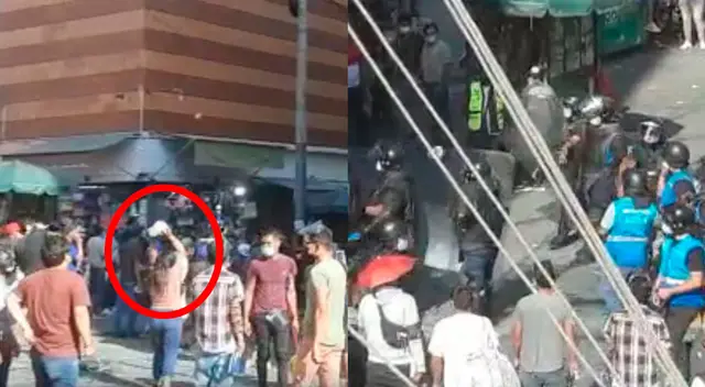 enfrentamiento entre ambulantes y fiscalizadores en Mesa Redonda enfrentamiento entre ambulantes y fiscalizadores en Mesa Redonda