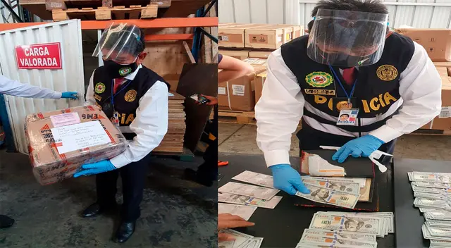 La caja de la encomienda y el dinero camuflado