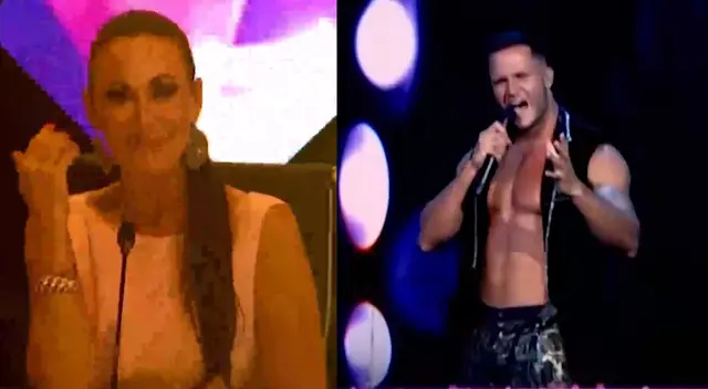 El Artista del año: Denisse Dibós sin palabras al escuchar cantar a Fabio Agostini [VIDEO]