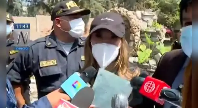 Yahaira Plasencia declarando ante la prensa en comisaría de Cieneguilla. Foto: captura de canal N