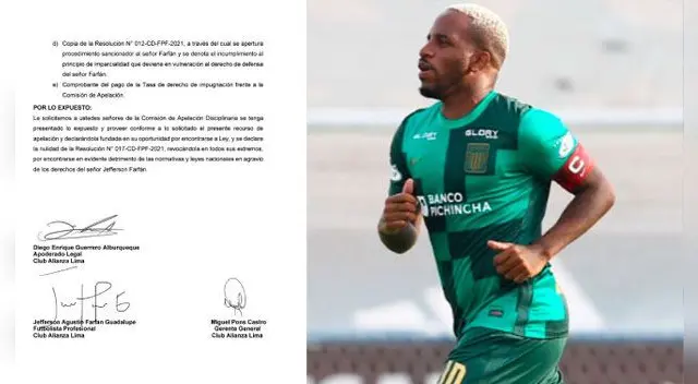 Jefferson Farfán: Alianza Lima pide anular la sanción del jugador ante la Comisión Disciplinaria.