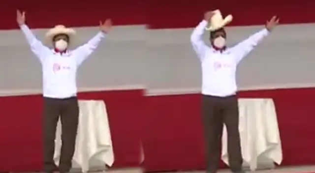 Pedro Castillo subió al escenario con canción Cholo chotano.