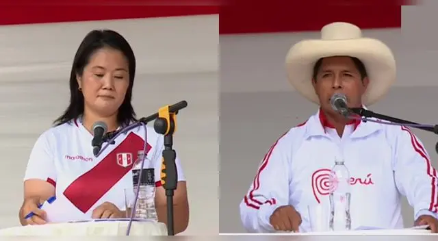 El candidato presidencial Pedro Castillo empezó su discurso saludando y destacando la labor de los ronderos.