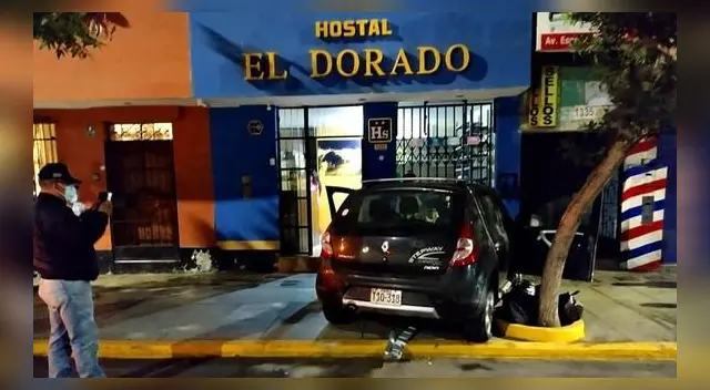 Impacto del auto de Pihar Rodas ocasionó daños en la infraestructura del hostal. Impacto del auto de Pihar Rodas ocasionó daños en la infraestructura del hostal.
