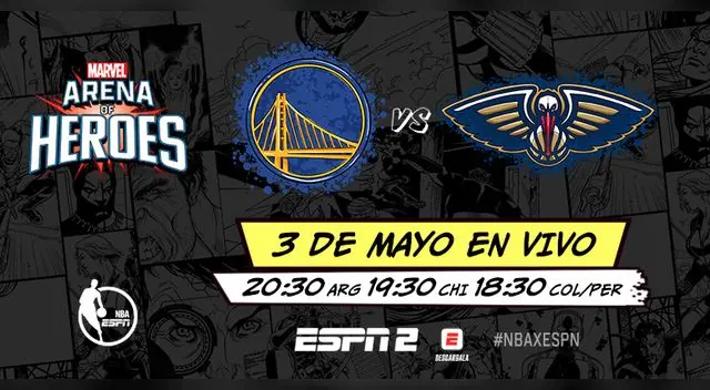 el juego del lunes 3 de mayo entre New Orleans Pelicans vs. Golden State Warriors