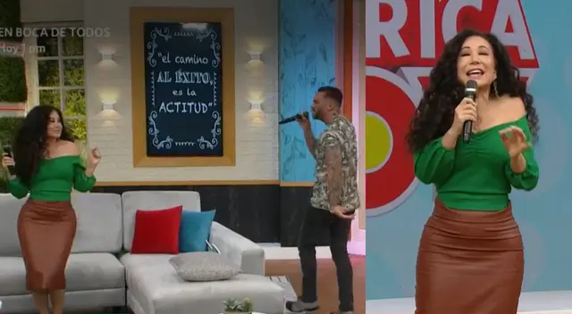 Diego Val llegó al set de America Hoy, y sorprendió al entonar un tema para Janet Barboza, y la llenó de piropos. Diego Val llegó al set de America Hoy, y sorprendió al entonar un tema para Janet Barboza, y la llenó de piropos.