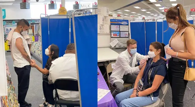 Karen Schwarz reflexionó sobre la importancia de vacunarse tras inocularse en Texas, EE.UU. con su mamá y su esposo Ezio Oliva.