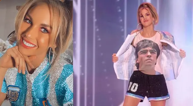 Miss Argentina sorprendió al mundo camiseta de su selección y rostro de Maradona. Miss Argentina sorprendió al mundo camiseta de su selección y rostro de Maradona.