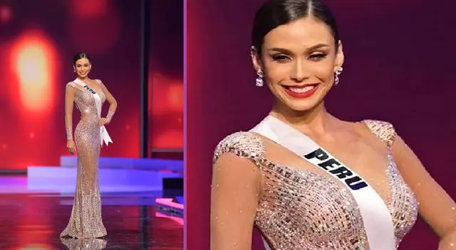 Janick Maceta deslumbró con su elegante traje en la previa del Miss Universo.