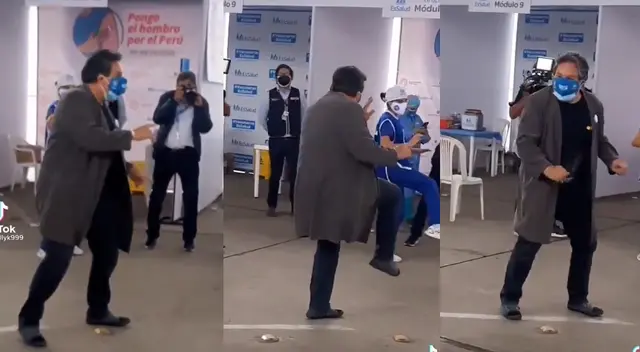 Jimmy Santi baila tras recibir vacuna contra el coronavirus.