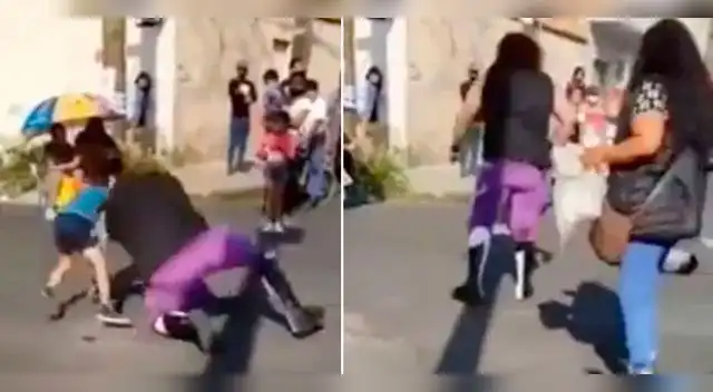 El niño se acercó a abrazar al luchador.