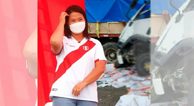 Camión con propaganda de Fuerza Popular sufrió accidente en Arequipa.