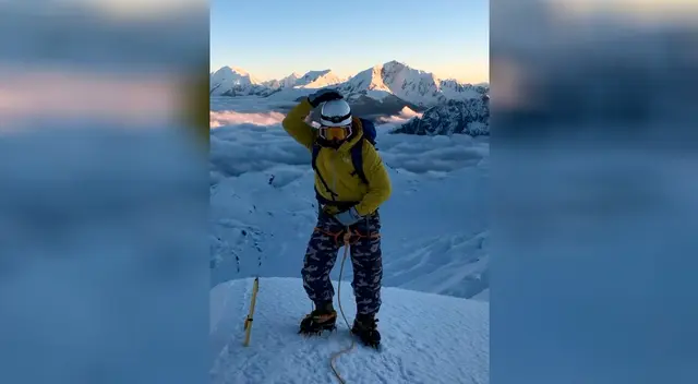 “Su bailecito a 5686 msnm. Con el Huascarán, Pisco y Chopi de fondo”, dijo Víctor Vílchez .