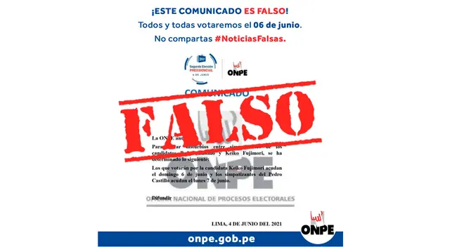 ONPE desmiente comunicado