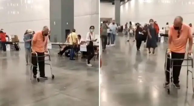 El adulto mayor fue ovacionado por sus compatriotas.